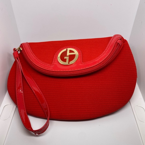 Giorgio Armani Handbags - Giorgio Armani Red Crescent Clutch Wristlet